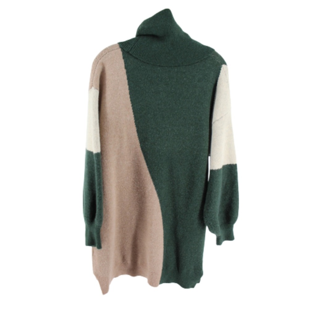 Blu Pepper‎ Oversized Turtleneck Sweater Womens M Color Block Chunky Knit - Picture 2 of 7